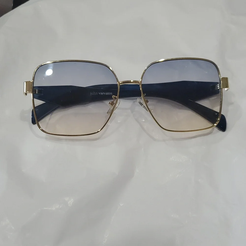 John Varvatos Square Frame Blue Gradient Lens Gold Rim Sunglasses‎ new
